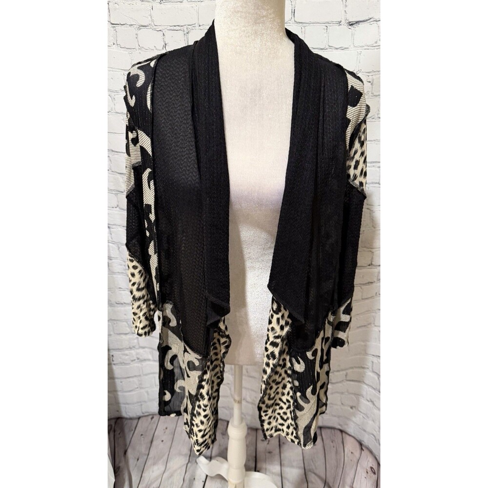 Talk Of the Walk Boutique Black and Cream Long Sleeve Cardigan Large